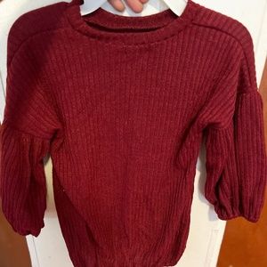 Wine puff sleeve dress